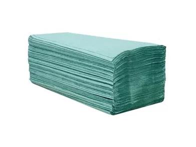 Skládané papírové ručníky ZZ, 1vrstvé, recyklované, zelené, 230 x 230 mm, 5000 ks