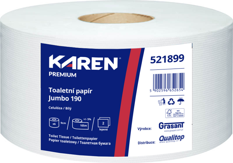 TP Jumbo 19 cm 2 vr. bílé , 1 role 105 m