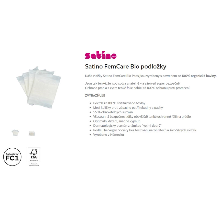 Satino FemCare BIO dámské vložky 1karto(12x16bal) FC1